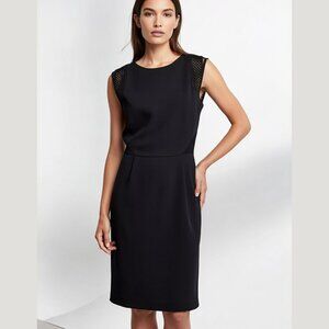 LOFT Black Mesh Cutout Sheath Dress Size 8 Sleek Cocktail Little Black Dress